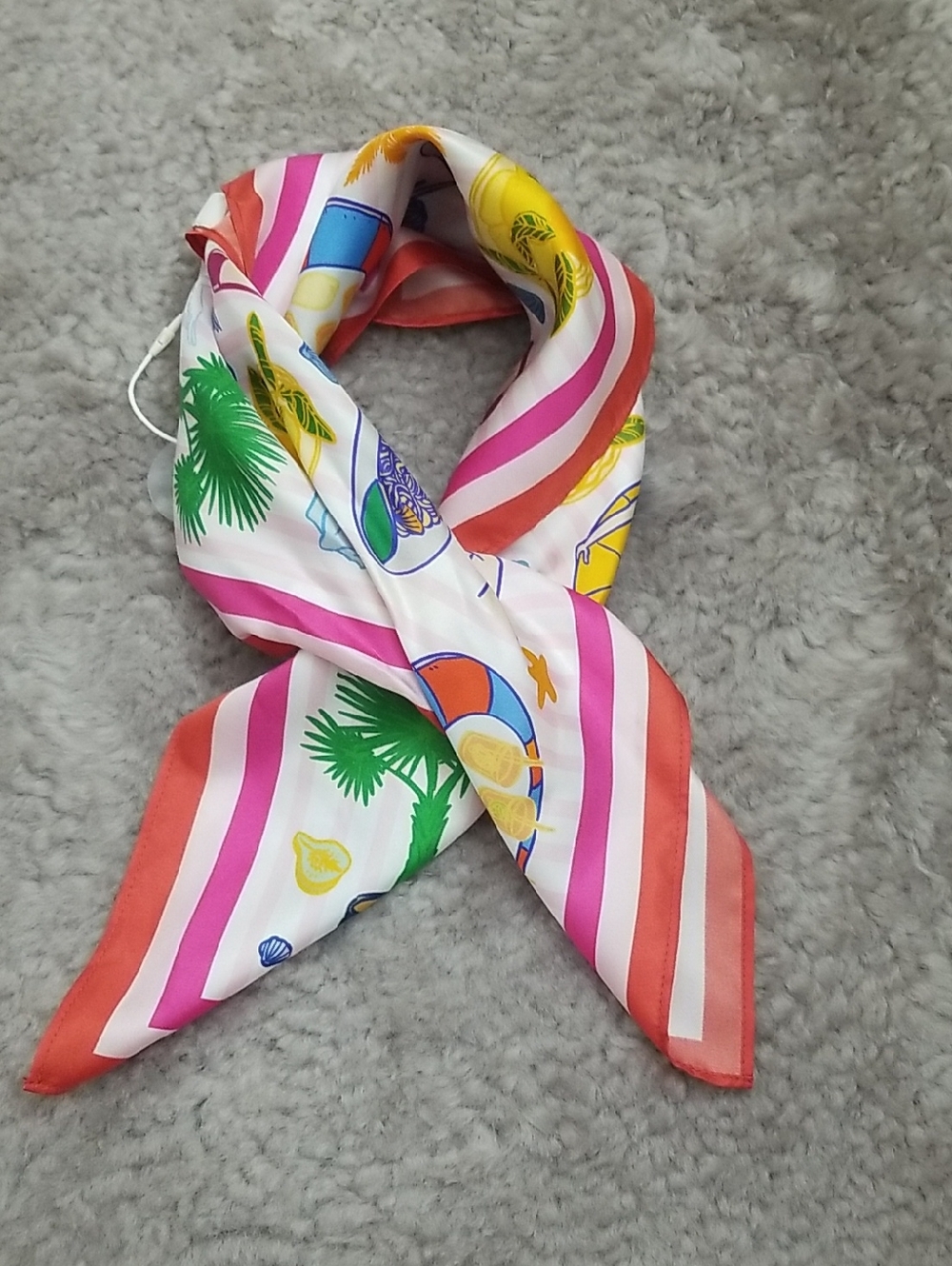 Fun Tropical Print Neck Scarf - Pink & Orange